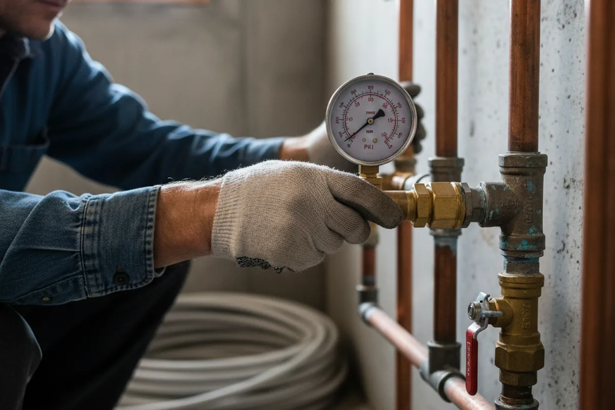 Pressure testing a repaired line during Water Line Repair in Grafton